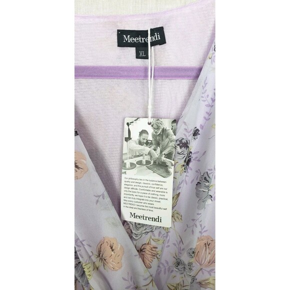 Meetrendi Dress XL Maxi Long Purple Floral Romantic Whimsy Ethereal Fairycore - Picture 3 of 8
